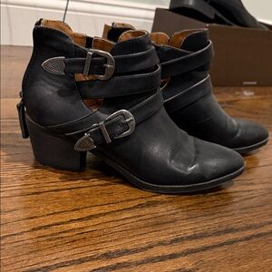 Indigo Black Ankle Boots with Strap Details